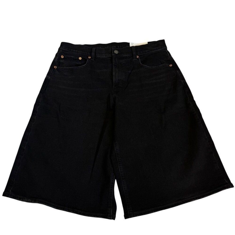 NWT American Eagle Size 8 JORT 15" Stretch Low-Rise Black - Picture 2 of 6